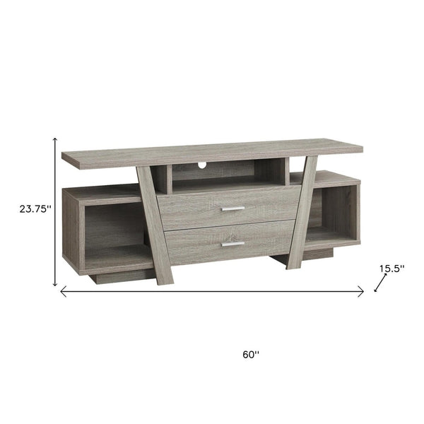 HomeRoots 60" Deep Taupe Open Shelving TV Stand - Stylish Console for Versatile Media Storage and Display Dark Taupe 332932