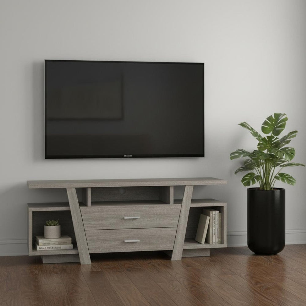 HomeRoots 60" Deep Taupe Open Shelving TV Stand - Stylish Console for Versatile Media Storage and Display Dark Taupe 332932