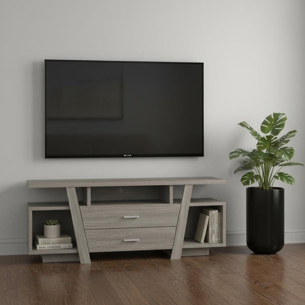 HomeRoots 60" Deep Taupe Open Shelving TV Stand - Stylish Console for Versatile Media Storage and Display Dark Taupe 332932