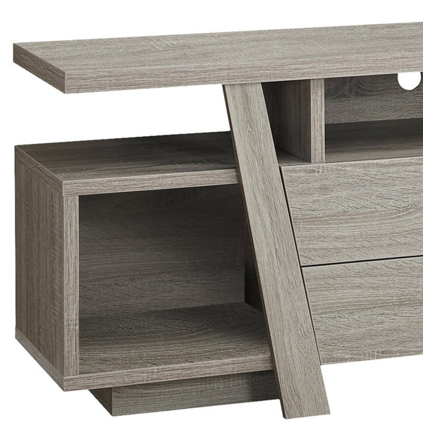 Homeroots 60" Deep Taupe Open Shelving Tv Stand Dark Taupe Manufactured Wood 332932