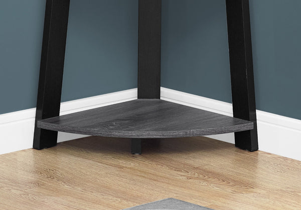HomeRoots 71" Espresso Wood Five-Tier Corner Bookcase for Stylish Storage and Display in Any Room Grey,Black 332941