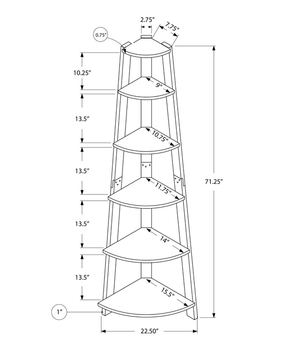 Homeroots 71" Gray And White Wood Corner Bookcase Grey,White  332942