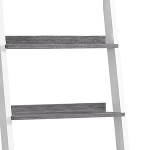 Homeroots 69" Gray And White Wood Ladder Bookcase With Two Drawers Grey,White  332944