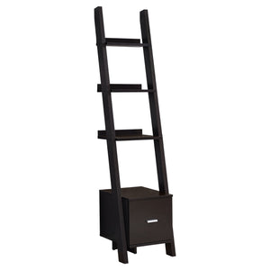 Homeroots 69" Cappuccino Wood Ladder Bookcase Cappuccino  332947