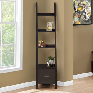Homeroots 69" Cappuccino Wood Ladder Bookcase Cappuccino  332947