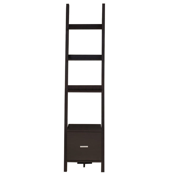 HomeRoots Brown Wood Four-Tier Ladder Bookcase - Stylish Open Shelving for Books, Décor, and Organizing Spaces Cappuccino 332947