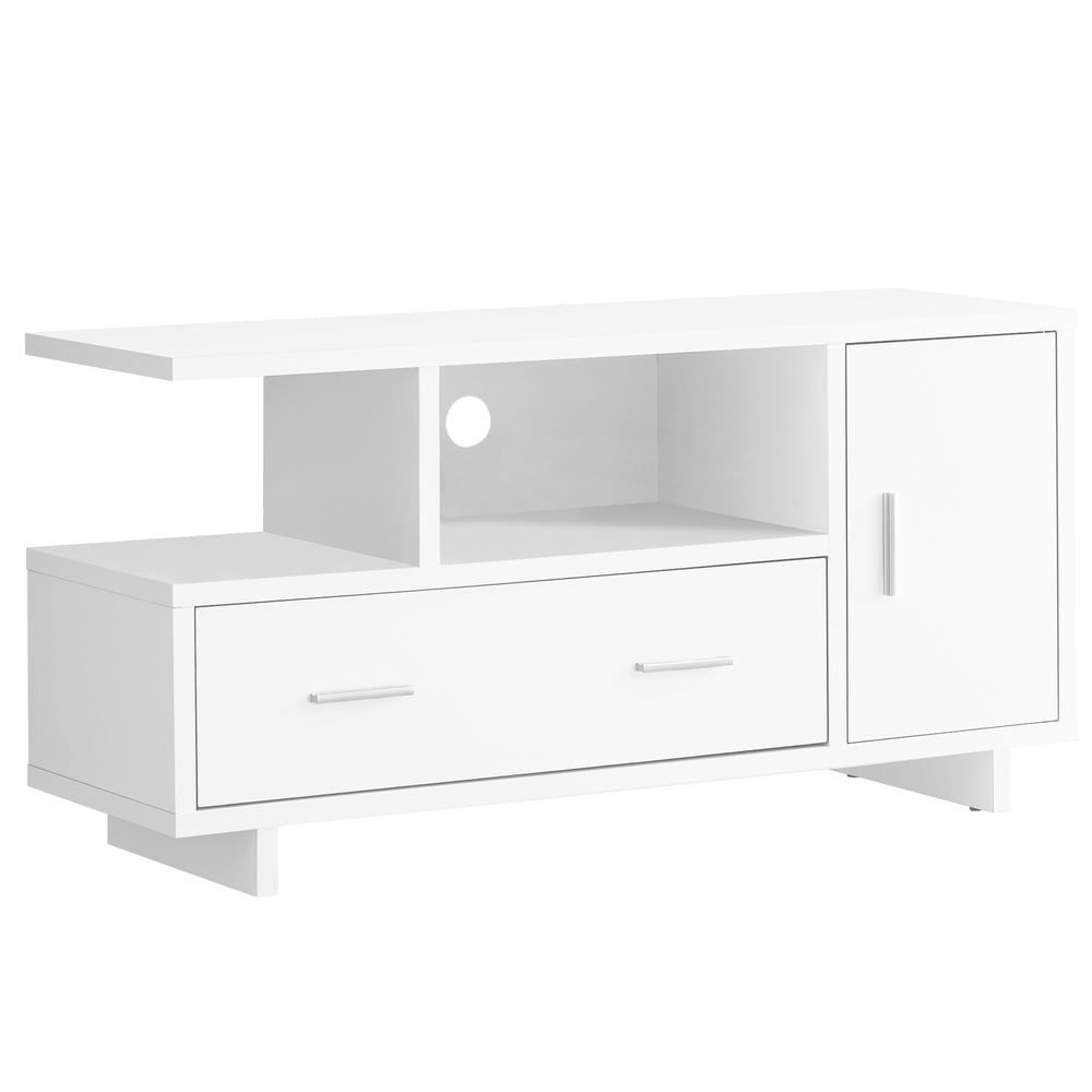 Homeroots 47" White Cabinet Enclosed Storage Tv Stand  Manufactured Wood 332957