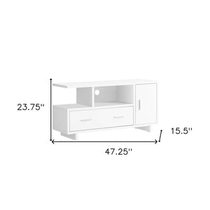Homeroots 47" White Cabinet Enclosed Storage Tv Stand  Manufactured Wood 332957