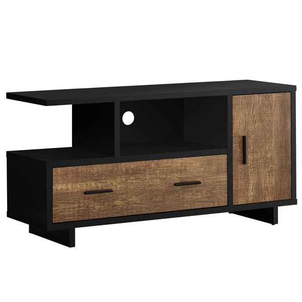 Homeroots 47" Brown And Black Cabinet Enclosed Storage Tv Stand Black,Brown Manufactured Wood 332958