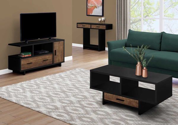 Homeroots 47" Brown And Black Cabinet Enclosed Storage Tv Stand Black,Brown Manufactured Wood 332958