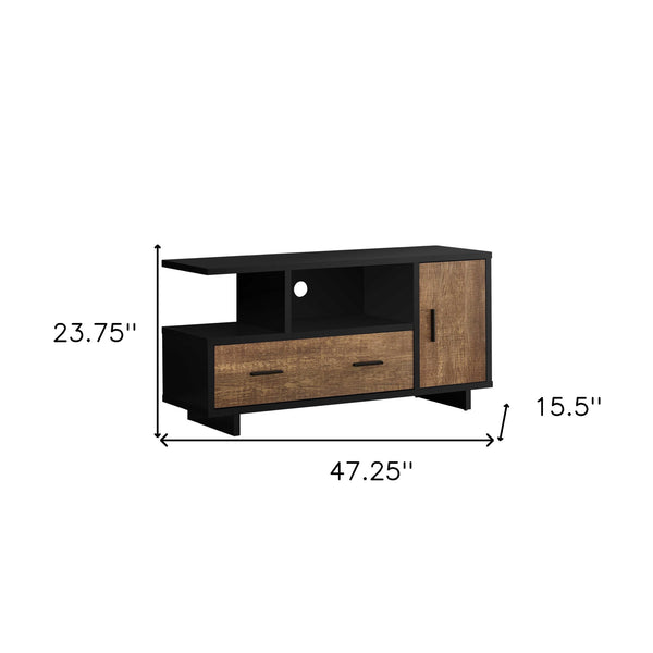 Homeroots 47" Brown And Black Cabinet Enclosed Storage Tv Stand Black,Brown Manufactured Wood 332958