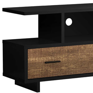Homeroots 47" Brown And Black Cabinet Enclosed Storage Tv Stand Black,Brown Manufactured Wood 332958