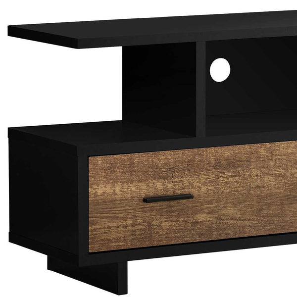 Homeroots 47" Brown And Black Cabinet Enclosed Storage Tv Stand Black,Brown Manufactured Wood 332958