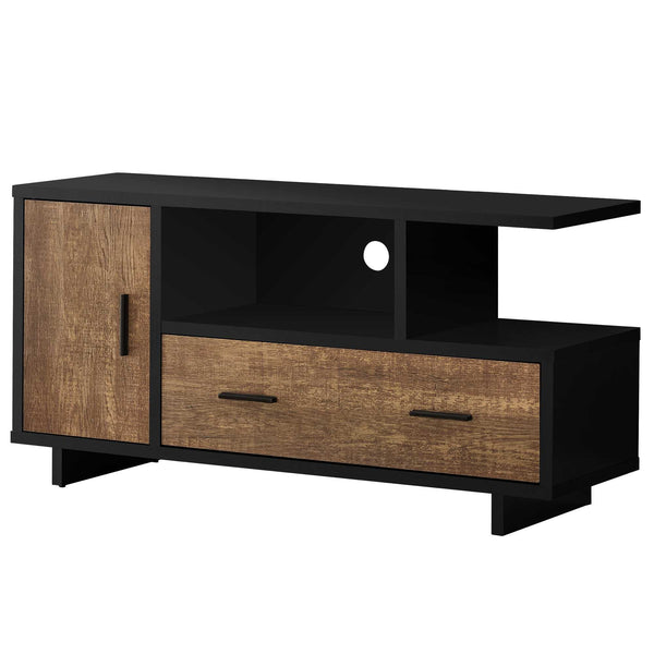 Homeroots 47" Brown And Black Cabinet Enclosed Storage Tv Stand Black,Brown Manufactured Wood 332958
