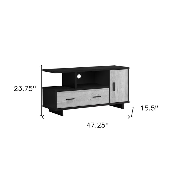 Homeroots 47" Black And Gray Open Shelving Tv Stand Black,Grey Manufactured Wood 332959