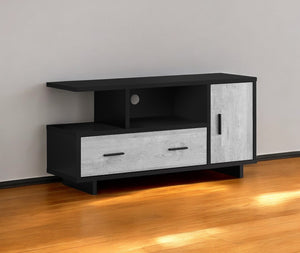 Homeroots 47" Black And Gray Open Shelving Tv Stand Black,Grey Manufactured Wood 332959