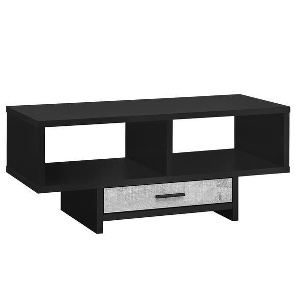 Homeroots 42" Black And Gray Coffee Table With Drawer And Two Shelves Black,Grey  332961