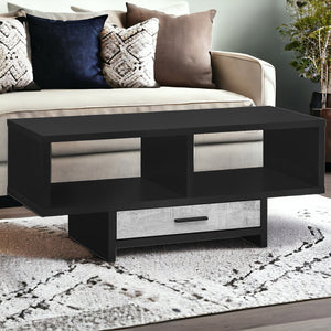 Homeroots 42" Black And Gray Coffee Table With Drawer And Two Shelves Black,Grey  332961