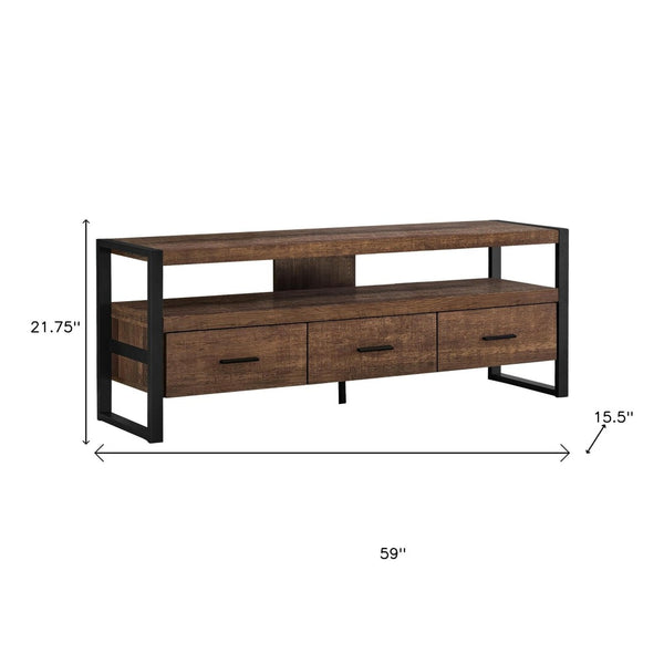 HomeRoots 59" Enclosed Storage TV Stand - Sleek Multi-Functional Design for Living Room, Office & More Brown,Black 332966