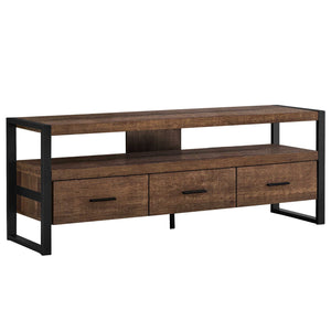 Homeroots 59" Brown And Black Cabinet Enclosed Storage Tv Stand Brown,Black Manufactured Wood 332966