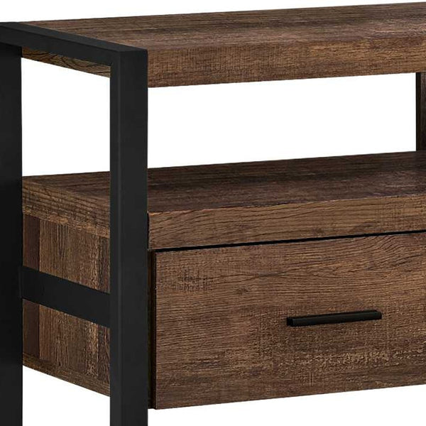 Homeroots 59" Brown And Black Cabinet Enclosed Storage Tv Stand Brown,Black Manufactured Wood 332966
