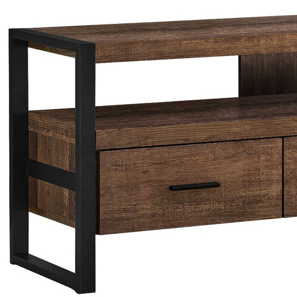 Homeroots 59" Brown And Black Cabinet Enclosed Storage Tv Stand Brown,Black Manufactured Wood 332966