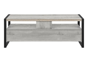 HomeRoots 59" Enclosed Storage TV Stand - Sleek Multi-Functional Design for Living Room, Office & More Grey,Black 332967