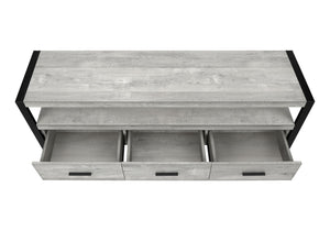 HomeRoots 59" Enclosed Storage TV Stand - Sleek Multi-Functional Design for Living Room, Office & More Grey,Black 332967