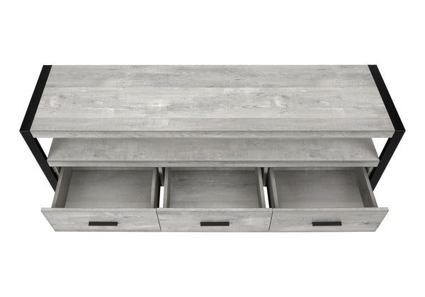 HomeRoots 59" Enclosed Storage TV Stand - Sleek Multi-Functional Design for Living Room, Office & More Grey,Black 332967
