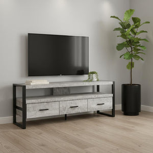 HomeRoots 59" Enclosed Storage TV Stand - Sleek Multi-Functional Design for Living Room, Office & More Grey,Black 332967