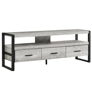 Homeroots 59" Black And Gray Cabinet Enclosed Storage Tv Stand Grey,Black Manufactured Wood 332967