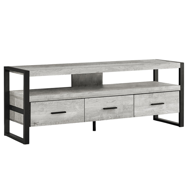Homeroots 59" Black And Gray Cabinet Enclosed Storage Tv Stand Grey,Black Manufactured Wood 332967