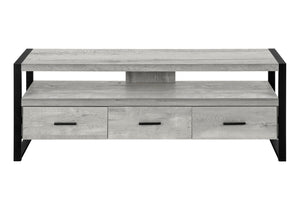 HomeRoots 59" Enclosed Storage TV Stand - Sleek Multi-Functional Design for Living Room, Office & More Grey,Black 332967
