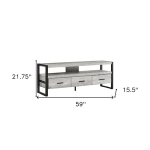 Homeroots 59" Black And Gray Cabinet Enclosed Storage Tv Stand Grey,Black Manufactured Wood 332967