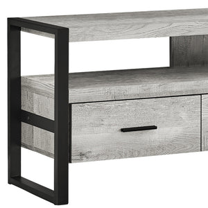 Homeroots 59" Black And Gray Cabinet Enclosed Storage Tv Stand Grey,Black Manufactured Wood 332967