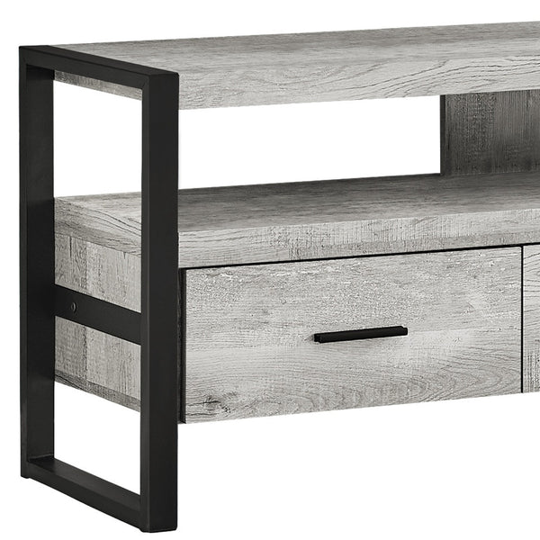 Homeroots 59" Black And Gray Cabinet Enclosed Storage Tv Stand Grey,Black Manufactured Wood 332967