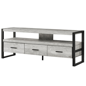 Homeroots 59" Black And Gray Cabinet Enclosed Storage Tv Stand Grey,Black Manufactured Wood 332967