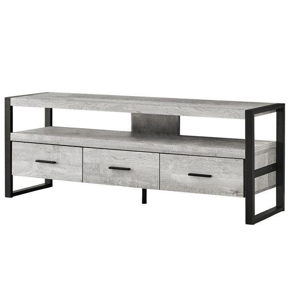 Homeroots 59" Black And Gray Cabinet Enclosed Storage Tv Stand Grey,Black Manufactured Wood 332967