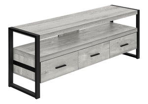 HomeRoots 59" Enclosed Storage TV Stand - Sleek Multi-Functional Design for Living Room, Office & More Grey,Black 332967