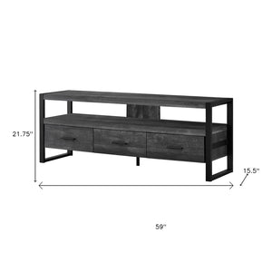 HomeRoots 59" Enclosed Storage TV Stand - Sleek Multi-Functional Design for Living Room, Office & More Black 332969