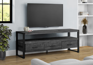 HomeRoots 59" Enclosed Storage TV Stand - Sleek Multi-Functional Design for Living Room, Office & More Black 332969