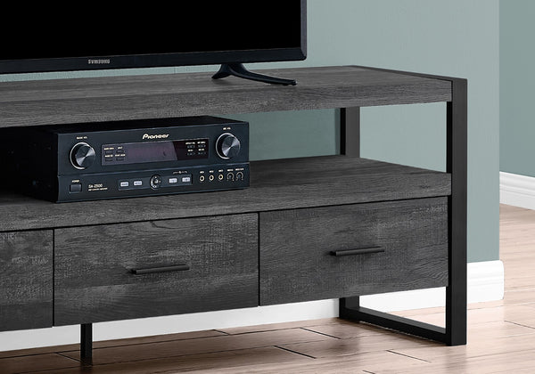 HomeRoots 59" Enclosed Storage TV Stand - Sleek Multi-Functional Design for Living Room, Office & More Black 332969
