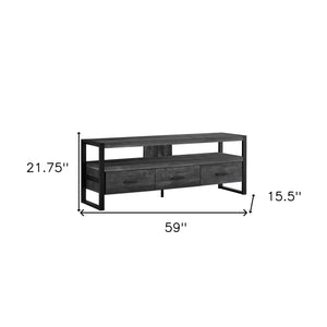 Homeroots 59" Black Cabinet Enclosed Storage Tv Stand Black Manufactured Wood 332969