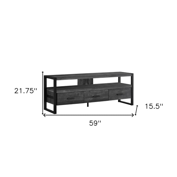 Homeroots 59" Black Cabinet Enclosed Storage Tv Stand Black Manufactured Wood 332969