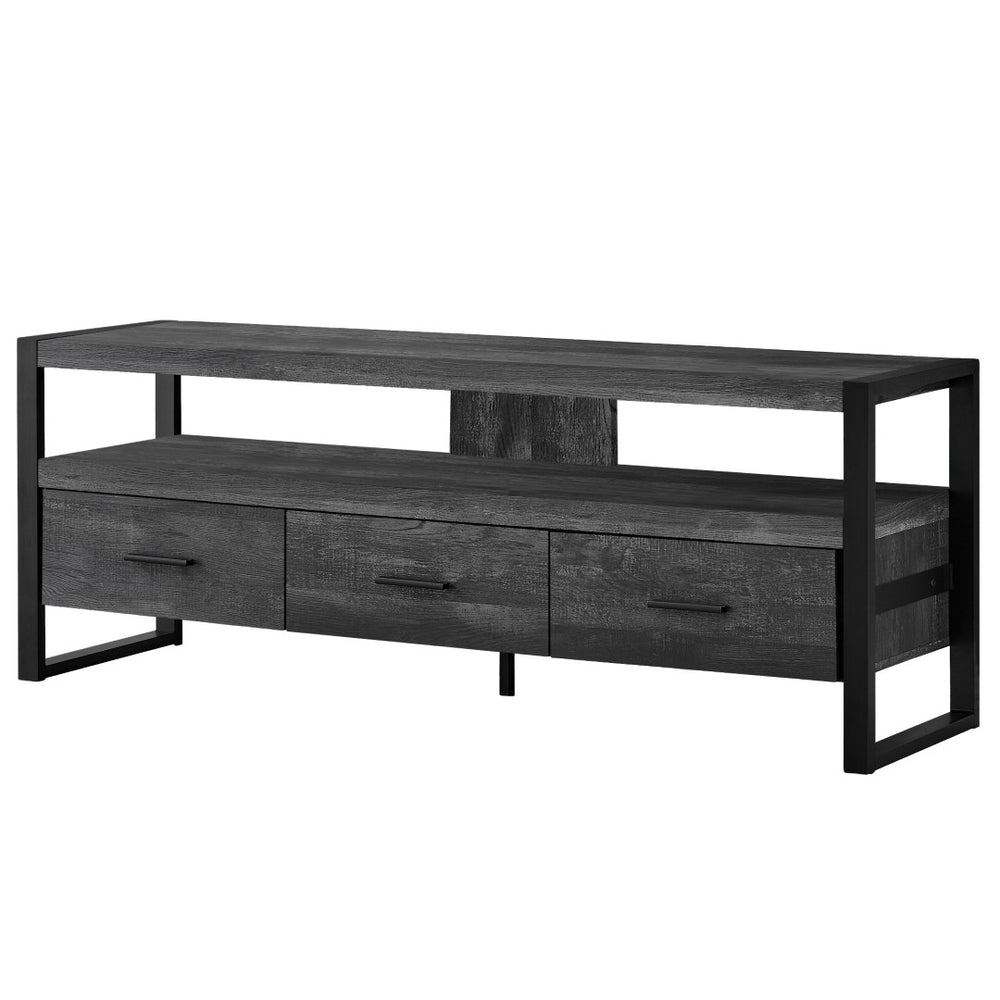 HomeRoots 59" Enclosed Storage TV Stand - Sleek Multi-Functional Design for Living Room, Office & More Black 332969