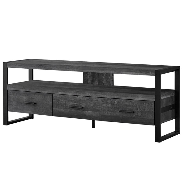 Homeroots 59" Black Cabinet Enclosed Storage Tv Stand Black Manufactured Wood 332969