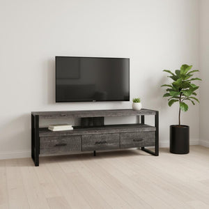 HomeRoots 59" Enclosed Storage TV Stand - Sleek Multi-Functional Design for Living Room, Office & More Black 332969