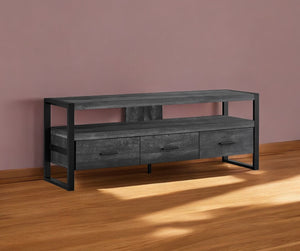 Homeroots 59" Black Cabinet Enclosed Storage Tv Stand Black Manufactured Wood 332969