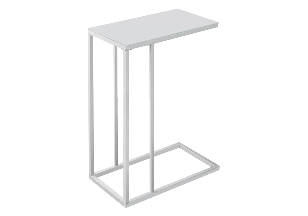 Homeroots 18.25" X 10.25" X 24" White Metal Tempered Glass Accent Table White  332991