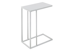 Homeroots 18.25" X 10.25" X 24" White Metal Tempered Glass Accent Table White  332991